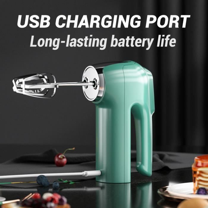Mixeur Batteur Électrique Sans Fil - Batterie Œufs Rechargeable USB Mini  Fouet Robot Culinaire à 5 Vitesses