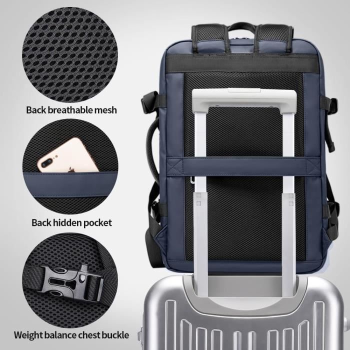 Sac à Dos De Voyage Cabine Tzowla 40L Antivol - Compatible Avion Avec Port USB - Pour Ordinateur 17,3 - Étanche, Grande Capacité Sac A Dos Voyage