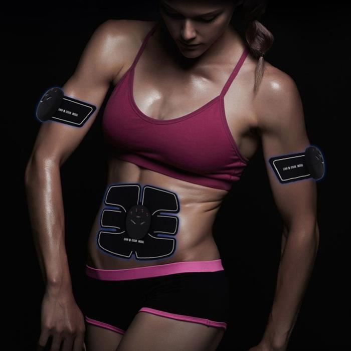 Ceinture électrostimulation Abdos Et Bras – Rechargeable USB – Noire