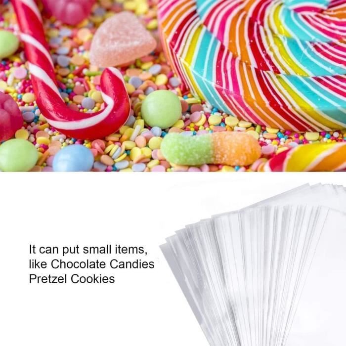 100 Pcs Sachet Bonbon Transparent, 6 X 19Cm Sachet Cellophane, Avec