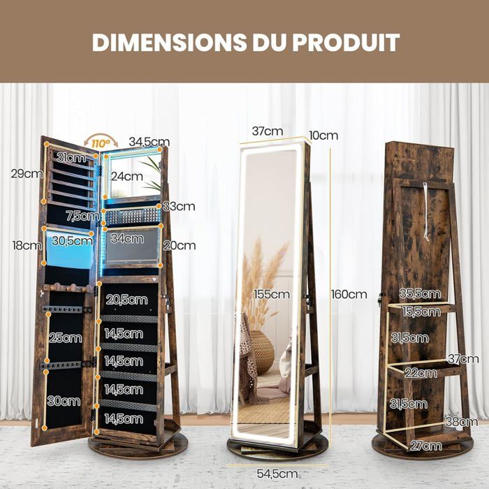 GOPLUS Armoire a Bijoux Enfant Fille, 3 en 1 Armoire à Bijoux avec