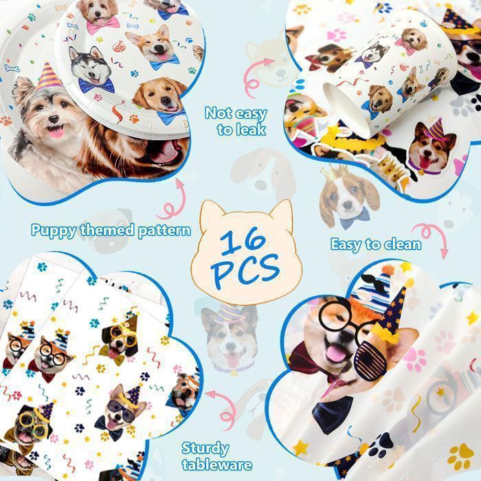 Pack Décoration Anniversaire Chien - Ballons + Bannière + Décorations Gâteau - Fête Thématique
