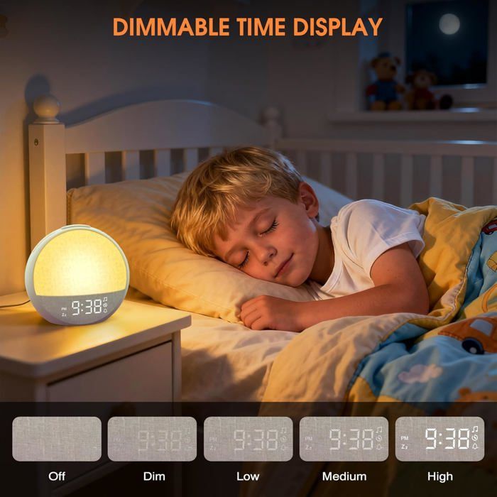 Réveil Simulateur Aube Lever Du Soleil - Lumière Progressive, Sons Apaisants, Veilleuse Couleur