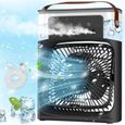 Climatiseur Mobile Portable - LON® - Mini Refroidisseur d'Air 3 Vitesses - Noir - 680ml 7 LED Silencieux