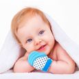 Gants en silicone de dentition pour bébés nouveau-nés, mitaines en silicone de dentition pour bébé sans BPA, gants Molars, bleu-0
