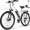 Vélo électrique VAE - HITWAY - Blanc - 28"- Batterie Amovible 250W 36V 12Ah - Shimano 7 Vitesses - VTT Électrique-0