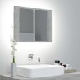 263NEWS•)Miroir Meuble Haut de salle de bain,Armoire de salle de bain à miroir à LED Gris béton 60x12x45 cm VENTE Flash-0
