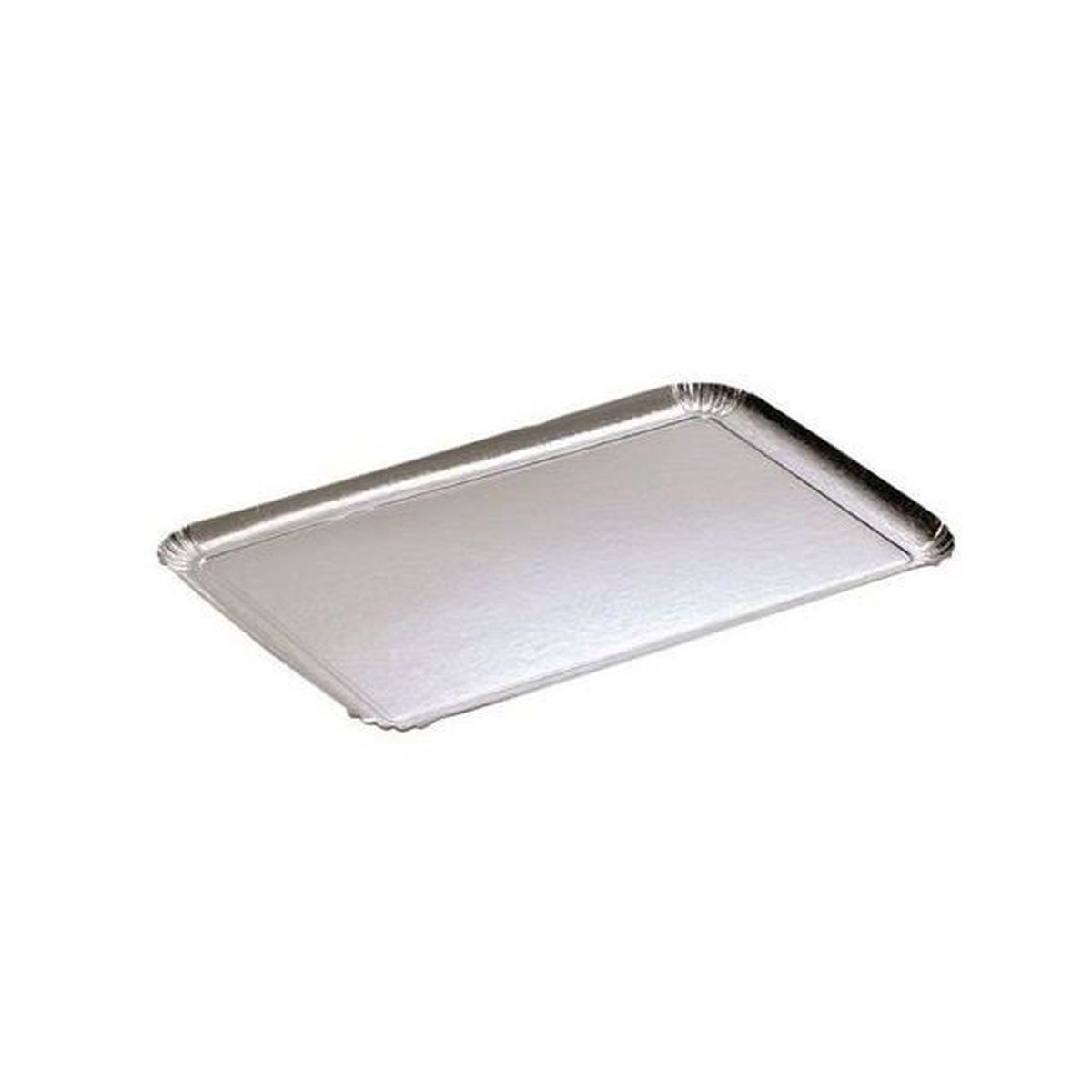 Plateau en carton argenté 28 x 19 cm apte au contact alimentaire de notre  vaisselle jetable.