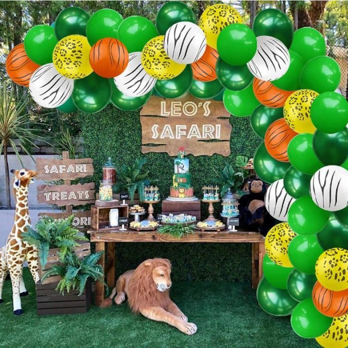 Kit Décoration Anniversaire 1 An Jungle Safari – Ballons Animaux, Bannière, Topper Gâteau – Thème Jungle Fille Garçon