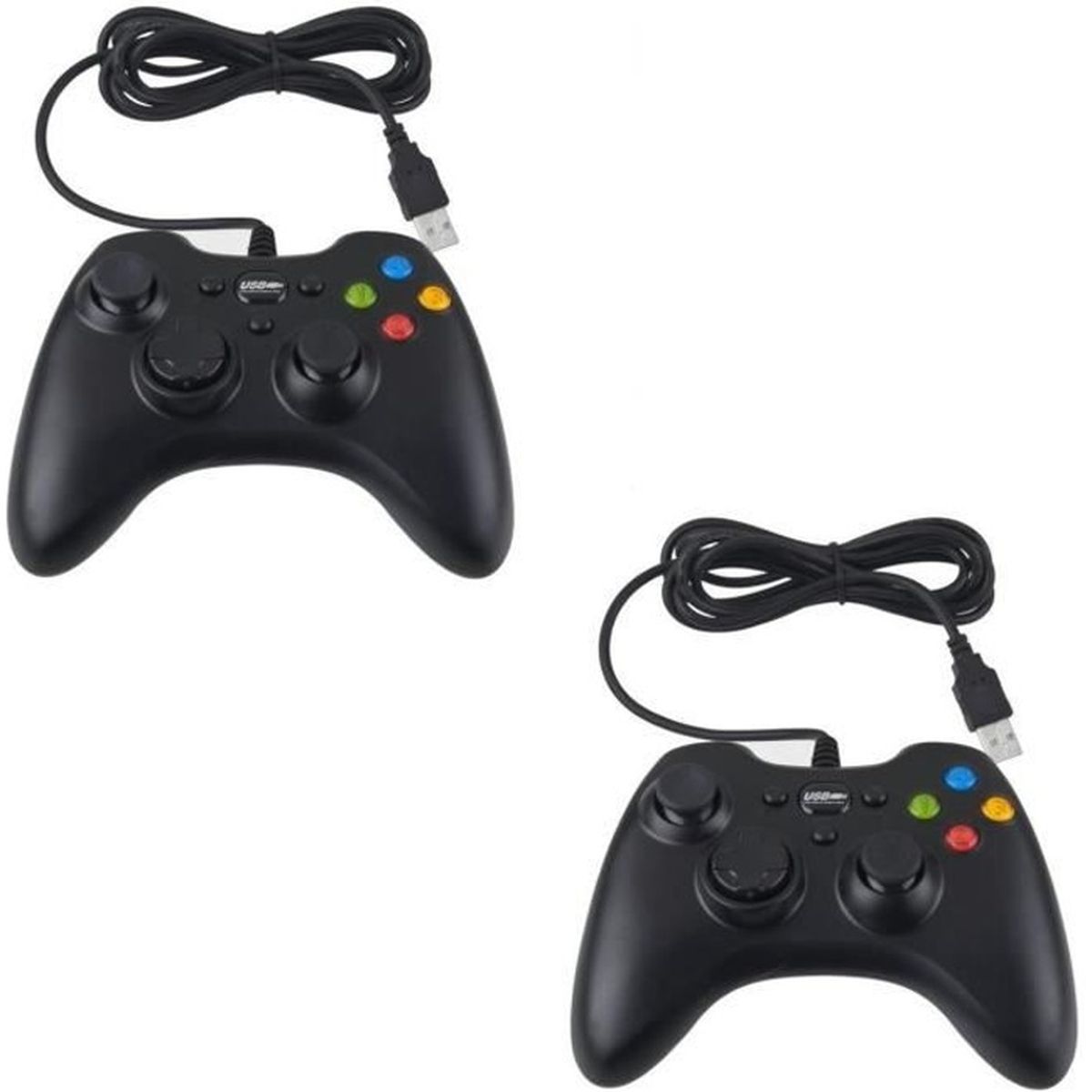 2 X Manette Xbox 360 Controleur Pour Pc Mac Noir 1 70 M Cdiscount Informatique