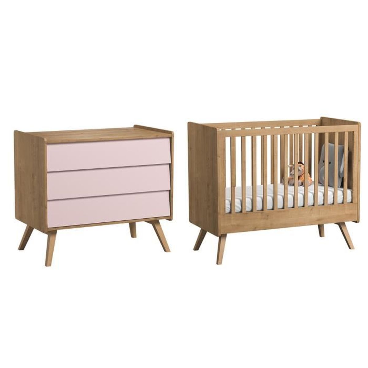 Lit Bebe 60x120 Et Commode A Langer Vintage Bois Rose Marron Achat Vente Chambre Complete Bebe 3701063313614 Cdiscount