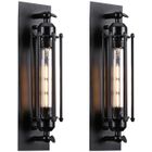 TOKIUS Lot de 2 Appliques Murales Rétro Industrielle Lampe murale Vintage E27 Noir pour Restaurant Café Bar