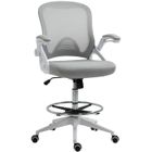 HOMCOM Vinsetto Fauteuil de bureau chaise de bureau assise haute réglable tabouret de bureau pivotant 360° maille respirante gris et blanc