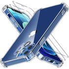 Coque pour iPhone 12 - MASSILIA TECH - Souple Silicone transparent - 2 vitres verre trempé - 1 protège caméra