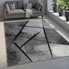 Paco Home Tapis Salon Tapis Salon Poils Ras Motif Moderne Abstrait Géométrique Gris Noir 160x230 cm