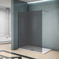 Paroi de douche grise 140x200cm - verre foncé anticalcaire - douche à l'italienne