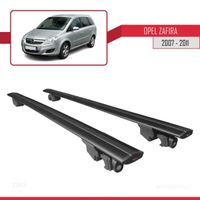 Compatible avec Opel Zafira 2007-2011 HOOK Barres de Toit Railing Porte-Bagages de voiture Avec verrouillable Alu NOIR