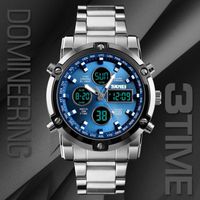 SKMEI Sport montres hommes mode numérique étanche double affichage montre-bracelet à quartz en acier inoxydable montres hommes
