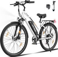 Vélo électrique VAE - HITWAY - Blanc - 28"- Batterie Amovible 250W 36V 12Ah - Shimano 7 Vitesses - VTT Électrique