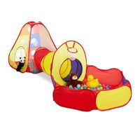 Tente de jeu Tunnel piscine à balles enfants panier basket 3 pièces - RELAXDAYS - Pop Up - Multicolore