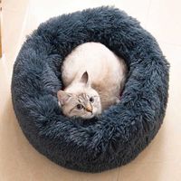 Gris lit d'animal de compagnie chaud d'hiver en peluche, maison de chat, chenil, tapis de couchage universel pour toutes les