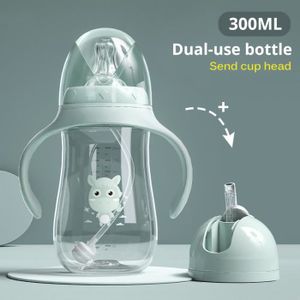 BIBERON  Tête de gobelet verte 300ML - Biberons de à double usage, sans BPA, pour boire et boire de l'eau ou du lait,