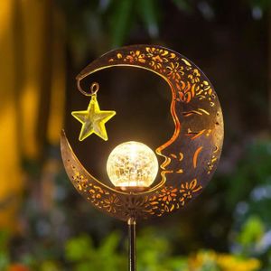 LAMPION Lampe Solaire pour Jardin en Métal - Lune - Boule 