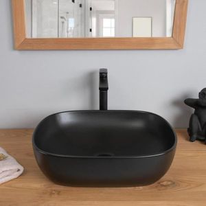 LAVABO - VASQUE Vasque en céramique rectangulaire noir Phébie 48cm