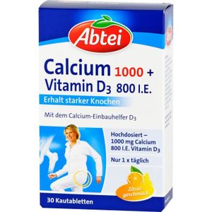 TONUS - VITALITÉ Abtei Calcium 1000 + Vitamin D3 800 I. E. Kautabletten, 30 pc Tablettes