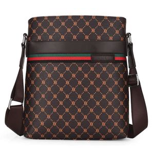 SACOCHE Sac Bandoulière Homme Imperméable en PU Cuir Sacoche Homme Grande Taille Besaces Sac de Messager Plaid Pas Cher, Marron