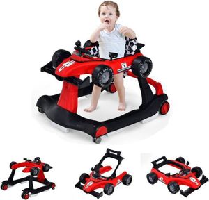 YOUPALA - TROTTEUR GOPLUS Trotteur Bébé 4 en 1,Marcheur à Hauteur Réglable en 3 Positions avec Roues Réglables,pour Bébé 6-18 Mois Rouge