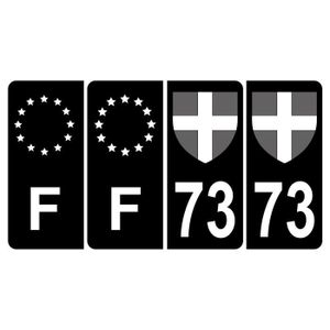Autocollant Plaque Immatriculation 73 Croix De Savoie Version BIS Noir - Lot De 2 Stickers Officiels Pour Voiture, Utilitaire, Camping-car