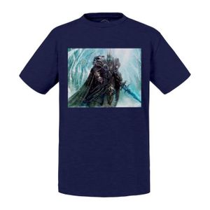 T-SHIRT T-shirt Enfant Bleu World Of Warcraft Roi Liche Arthas Jeux Vidéo