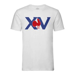 T-SHIRT MAILLOT DE SPORT T-shirt Homme Fabulous Col Rond Blanc - XV France 