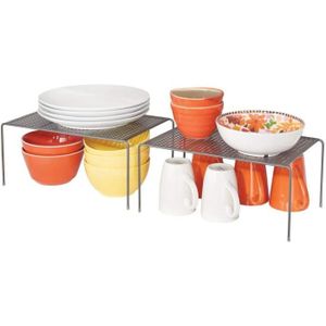 MEUBLE ÉTAGÈRE set de 2 étagère cuisine – rangement cuisine autoportant en métal – range vaisselle de cuisine pour tasses, assiettes, aliments57