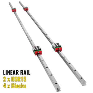 RAIL A DOSSIER Rail de Guidage Linéaire - VEVOR - HSR15-1500mm - Actionneur Linéaire avec 4 Blocs de Roulement