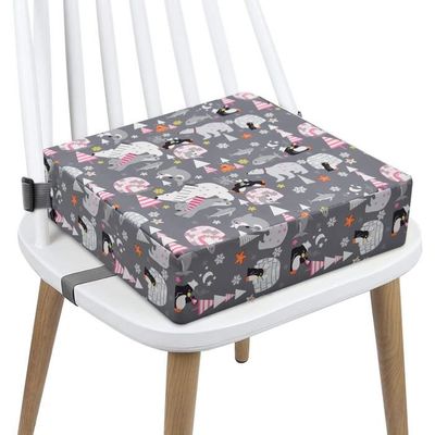 Taeku Réhausseur Siège Enfant Portable Cartoon - Coussin Chaise Bébé Avec Boucles Sécurité Gris