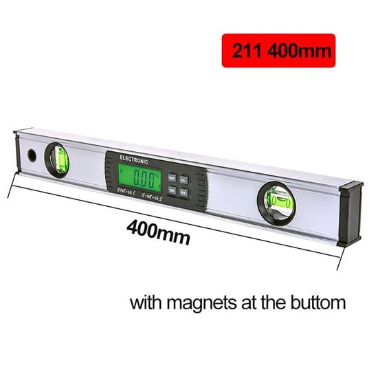 Inclinomètre numérique 0-360° - Rapporteur électronique en alliage d' aluminium - Boîtier biseauté numérique - Jauge d'angle - Base aimantée