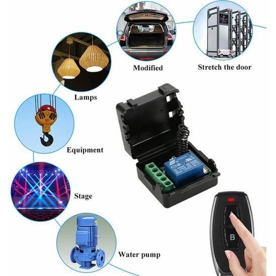 Interrupteur Télécommande Sans Fil 12-72V 30A – Portée 1500m Extérieur, Relais Puissant Pour Pompe, Moteur, Lampe, Ventilateur