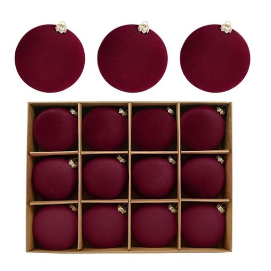 Boules De Noël En Velours Rouge – Lot De 12, 6 Cm – Décoration Sapin, Maison, Magasin – Suspendues