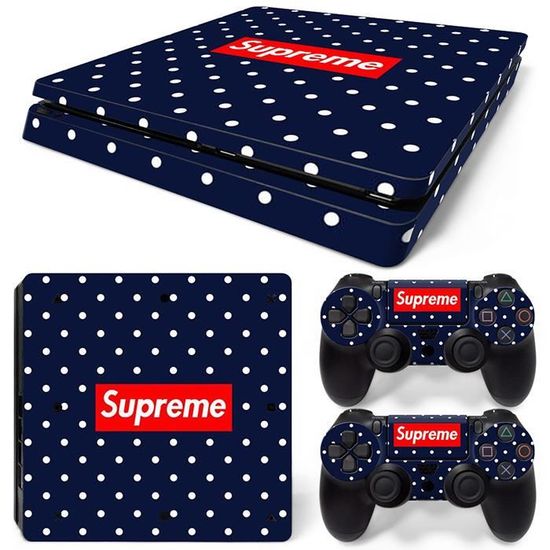 Supreme Skin Sticker Set For Sony Playstation 4 Slim PS4 Slim