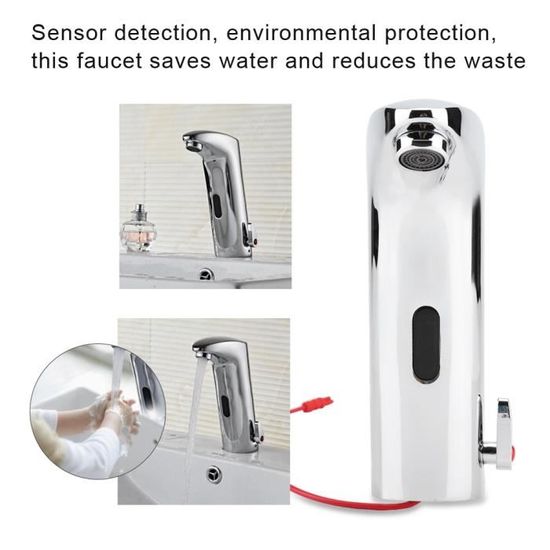 Robinet Automatique Infrarouge Mitigeur Lavabo à Double induction Noir - LONHEO - Bricolage