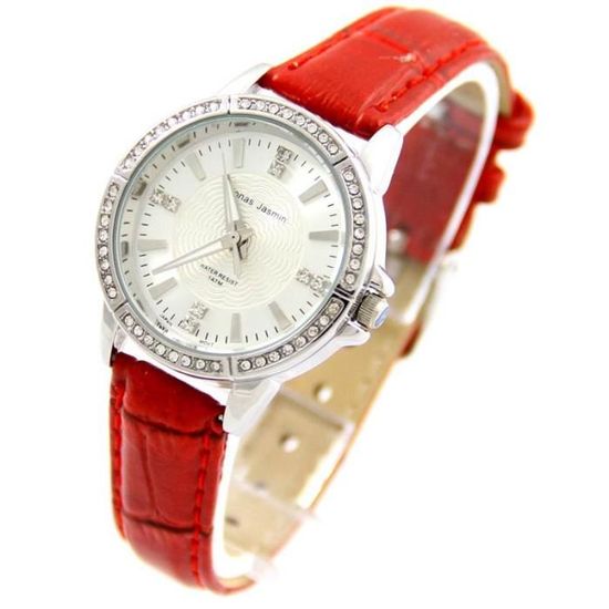 Montre Femme avec Bracelet Cuir Rouge JASMIN 505 , Achat/vente montre