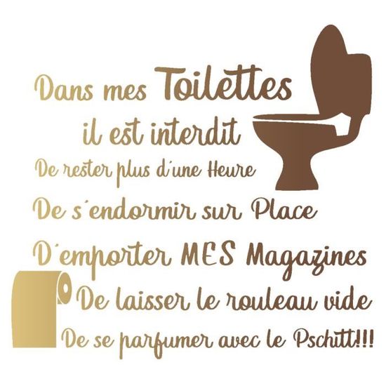 Stickers Toilettes Lettrage Humour Citation Cuivre 300x3 Mm Achat Vente Stickers Cdiscount