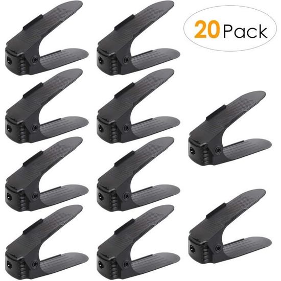 UCAMP Support à Chaussures Réglable 24Pièces - Organisateur Gain De Place Pour Placard Et Entrée - 4 Hauteurs