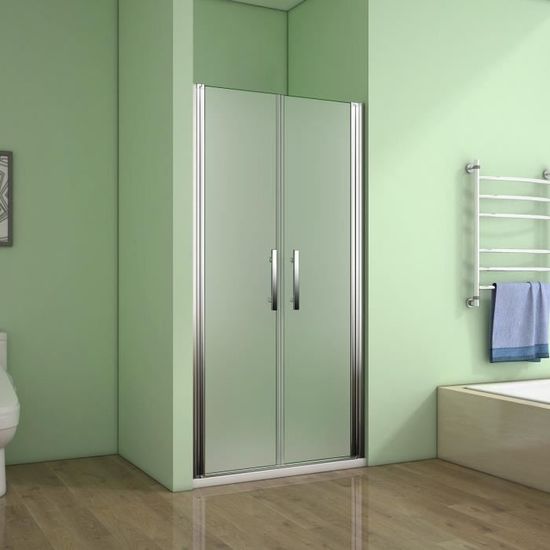 aica porte de douche 75x185cm verre satine et anticalcaire porte battante en niche cdiscount bricolage