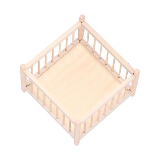 Odoria Berceau Miniature 1/12 – Lit Bébé En Bois Blanc 9,7x6,8x16,4 Cm – Accessoire Maison De Poupée