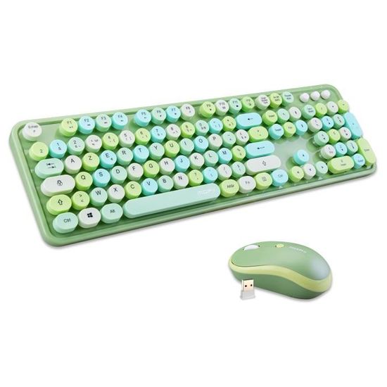 Clavier Souris Gaming Sans Fil MOFII - Layout AZERTY Français - Couleur Milk-Tea - WiFi 2.4GHz