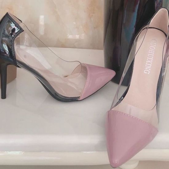 Escarpin top talon transparent