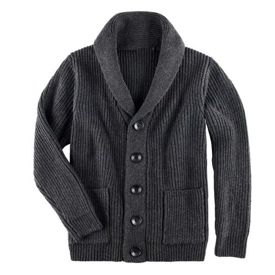 Cardigan Homme Col Châle Tricot Torsadé Boutonné - Veste Pull Décontracté Chaud Confortable